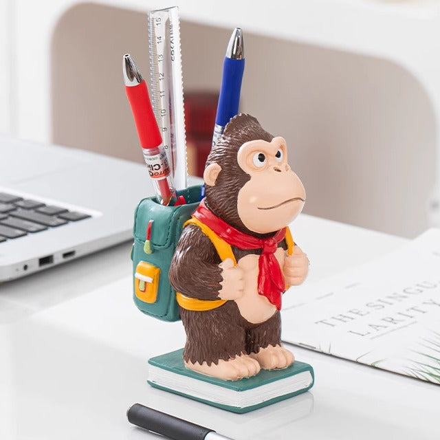 Gorilla Desk Pen Holder, Whimsical Animal Office&Study Organizer