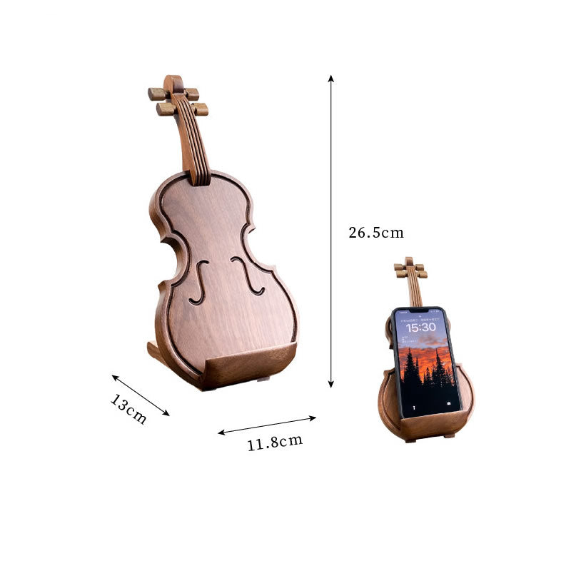 Guitar & Violin Shaped Black Walnut Wood Phone Holder&Tablet Stand,Gifts for Music Lovers