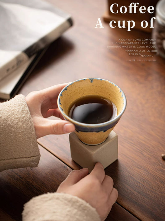 Handcrafted Vintage Conical Coffee Cup with Kiln-Glazed Finish