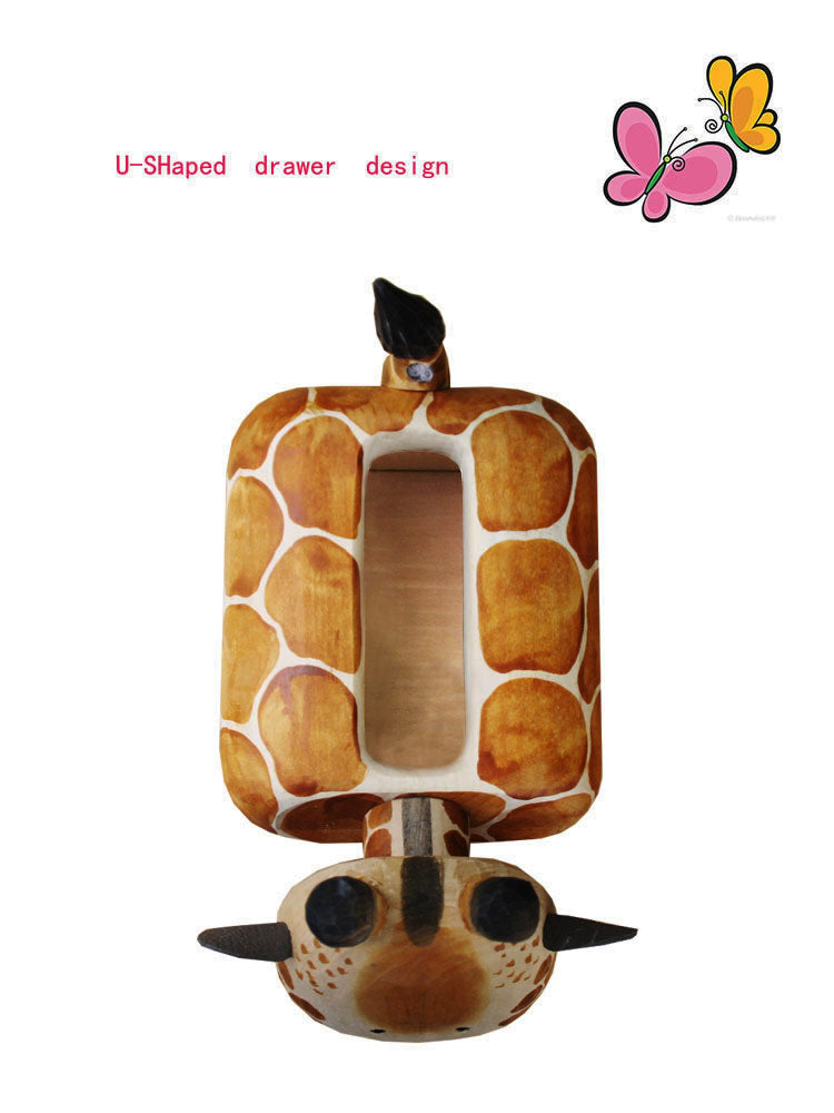 Box File Giraffe Handmade Wooden Giraffe Tissue Box, Desktop Decoration – MoreAngle