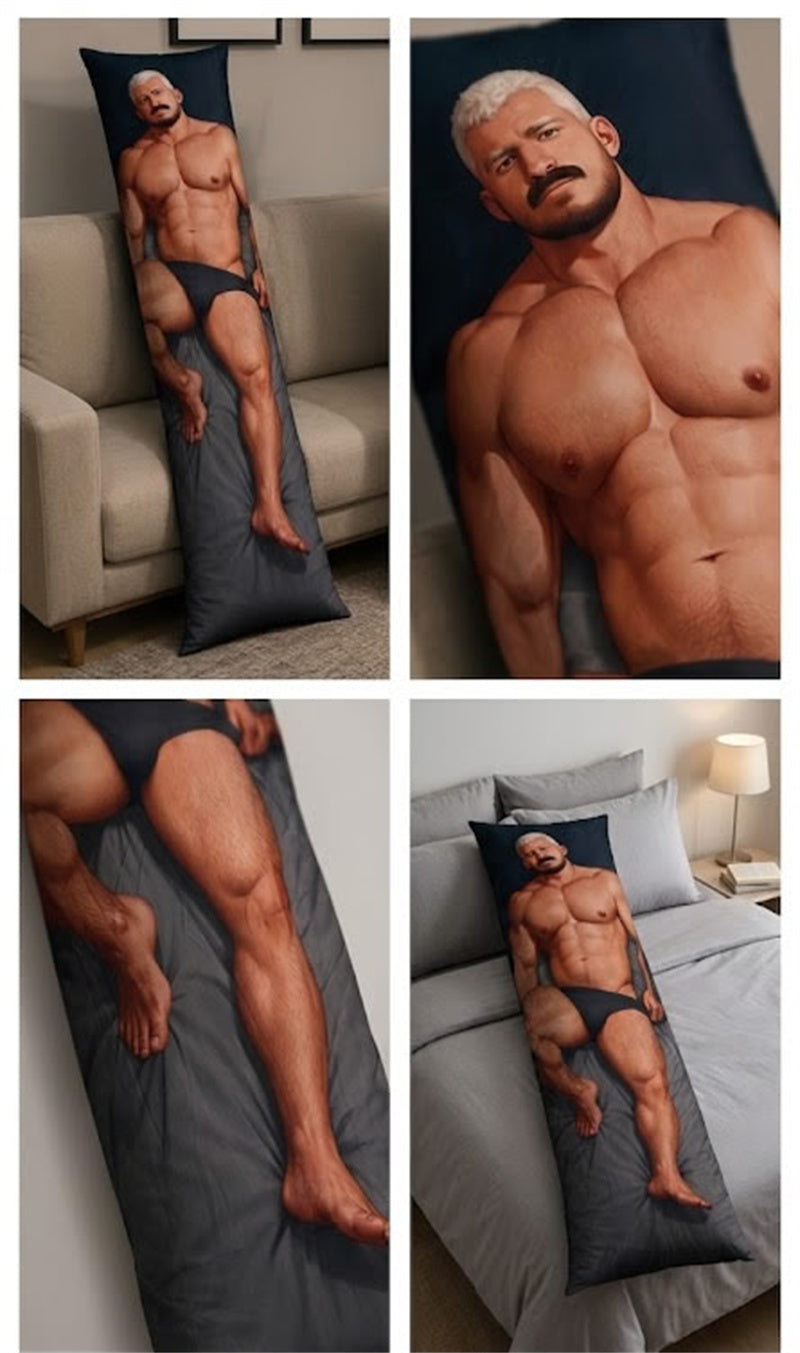 Handsome Muscular Man Aesthetic Body Hug Pillow - Premium Male Character Art Dakimakura – Long Full Body Pillow for Bed & Sofa Decor