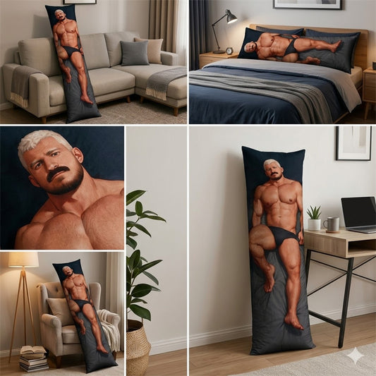 Handsome Muscular Man Aesthetic Body Hug Pillow - Premium Male Character Art Dakimakura – Long Full Body Pillow for Bed & Sofa Decor