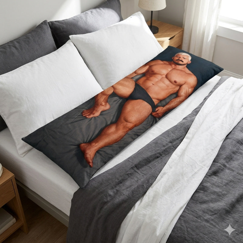Handsome Muscular Man Aesthetic Body Hug Pillow - Premium Male Character Art Dakimakura – Long Full Body Pillow for Bed & Sofa Decor