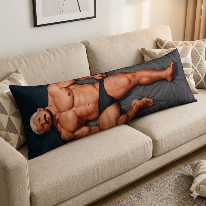Handsome Muscular Man Aesthetic Body Hug Pillow - Premium Male Character Art Dakimakura – Long Full Body Pillow for Bed & Sofa Decor