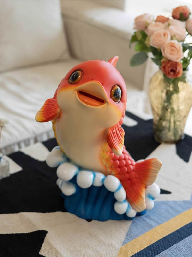 Happy Goldfish Money Bank - Fun Kids' Gift and Decorative Piggy Bank