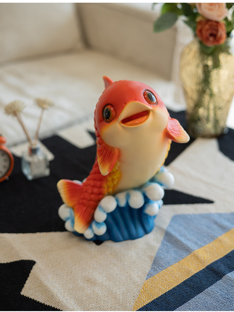 Happy Goldfish Money Bank - Fun Kids' Gift and Decorative Piggy Bank