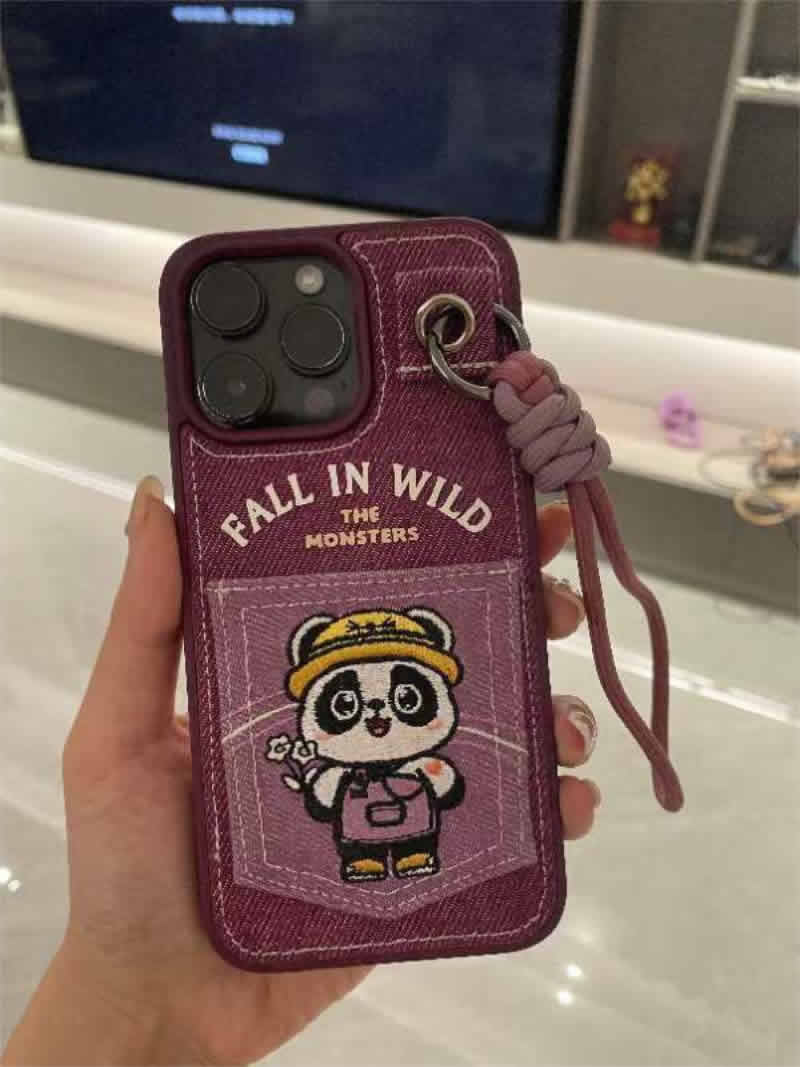 Happy Panda Fabric iPhone Phone Case,iphone 16/iPhone 16 pro/iPhone 16 Pro Max