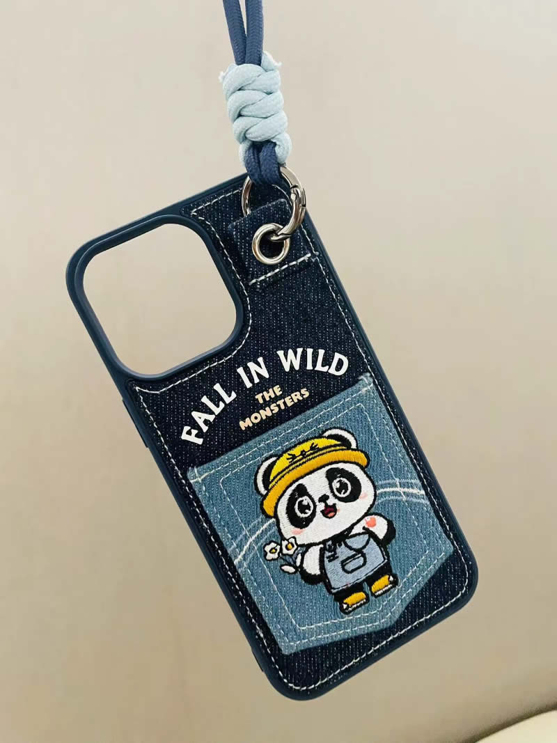 Happy Panda Fabric iPhone Phone Case,iphone 16/iPhone 16 pro/iPhone 16 Pro Max