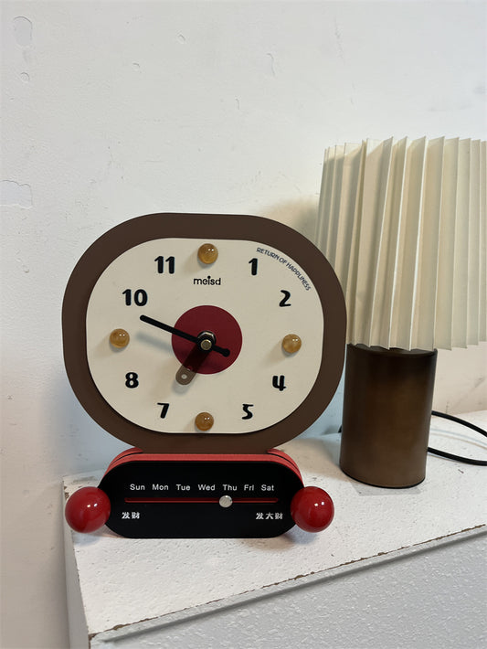 Home Office Desk Small Clock with Manual Adjustment Of The Day Of The Week