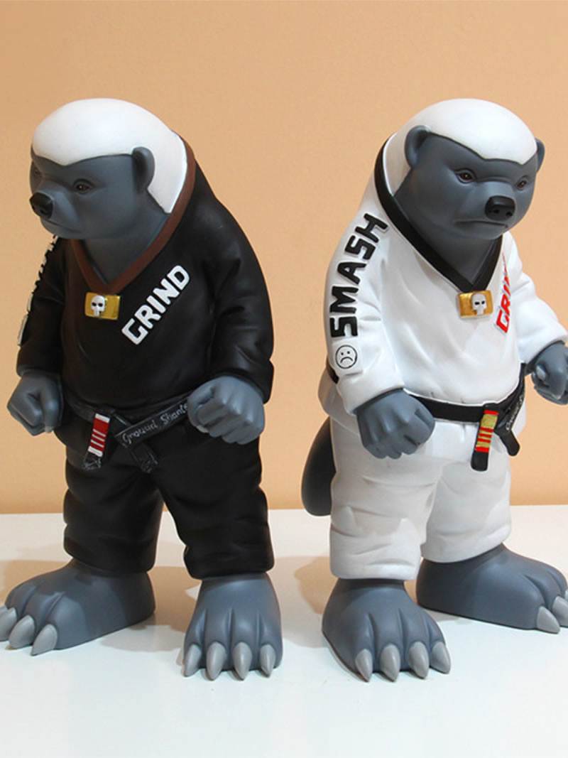 Honey Badger BJJ Figurine , Jiu-Jitsu Martial Arts Resin Statue, Home and Office Art Decorative Ornaments