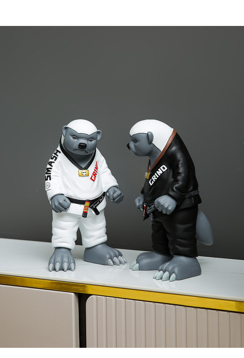 Honey Badger BJJ Figurine , Jiu-Jitsu Martial Arts Resin Statue, Home and Office Art Decorative Ornaments