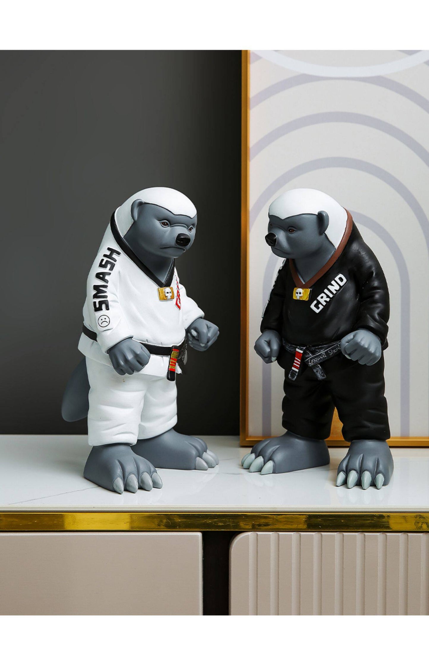 Honey Badger BJJ Figurine , Jiu-Jitsu Martial Arts Resin Statue, Home and Office Art Decorative Ornaments