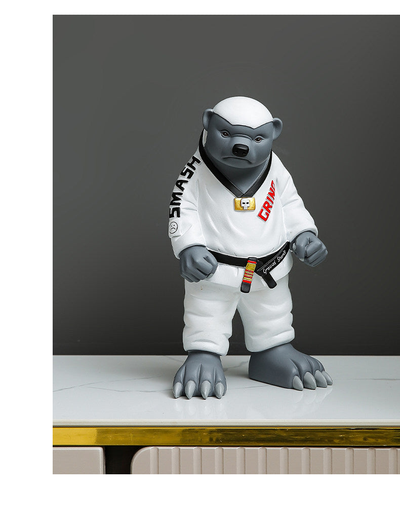 Honey Badger BJJ Figurine , Jiu-Jitsu Martial Arts Resin Statue, Home and Office Art Decorative Ornaments