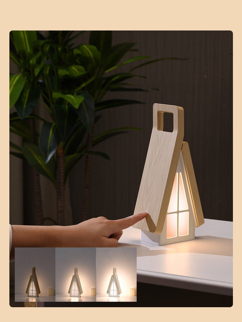 House Portable Night Light - Dimmable LED Bedside Lamp with Carrying Handle - Cordless USB Rechargeable Nursery Light