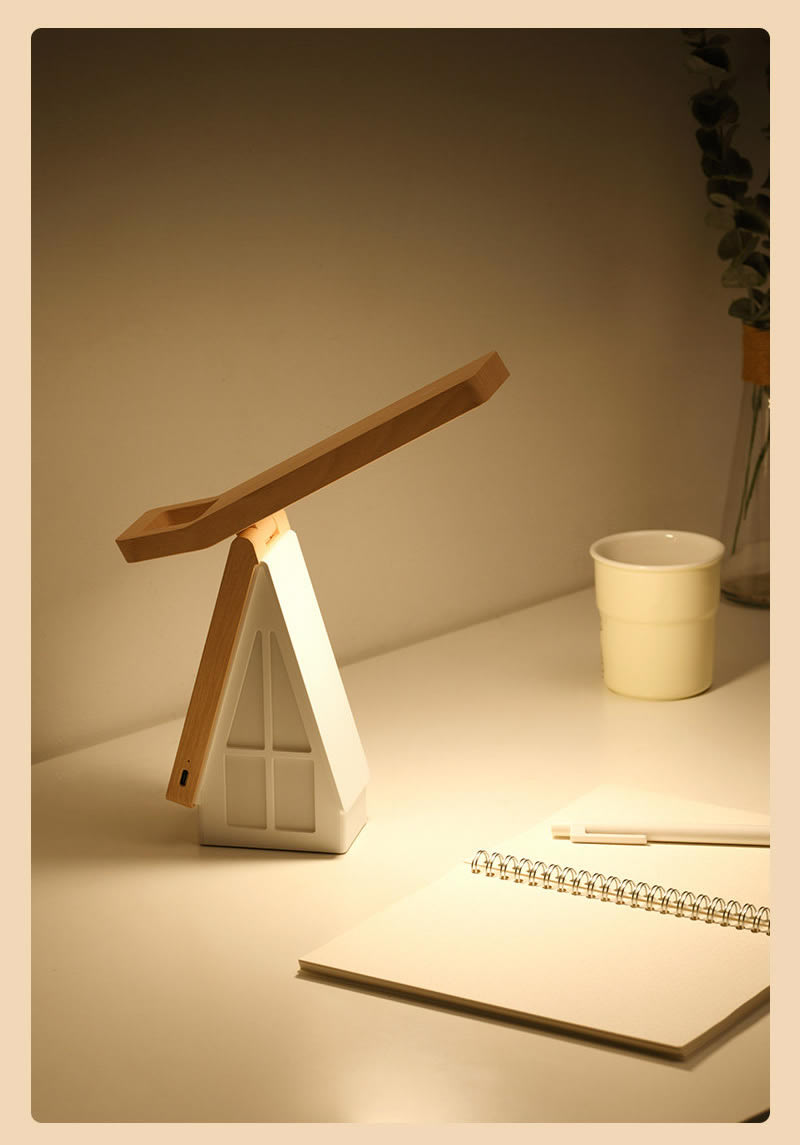 House Portable Night Light - Dimmable LED Bedside Lamp with Carrying Handle - Cordless USB Rechargeable Nursery Light