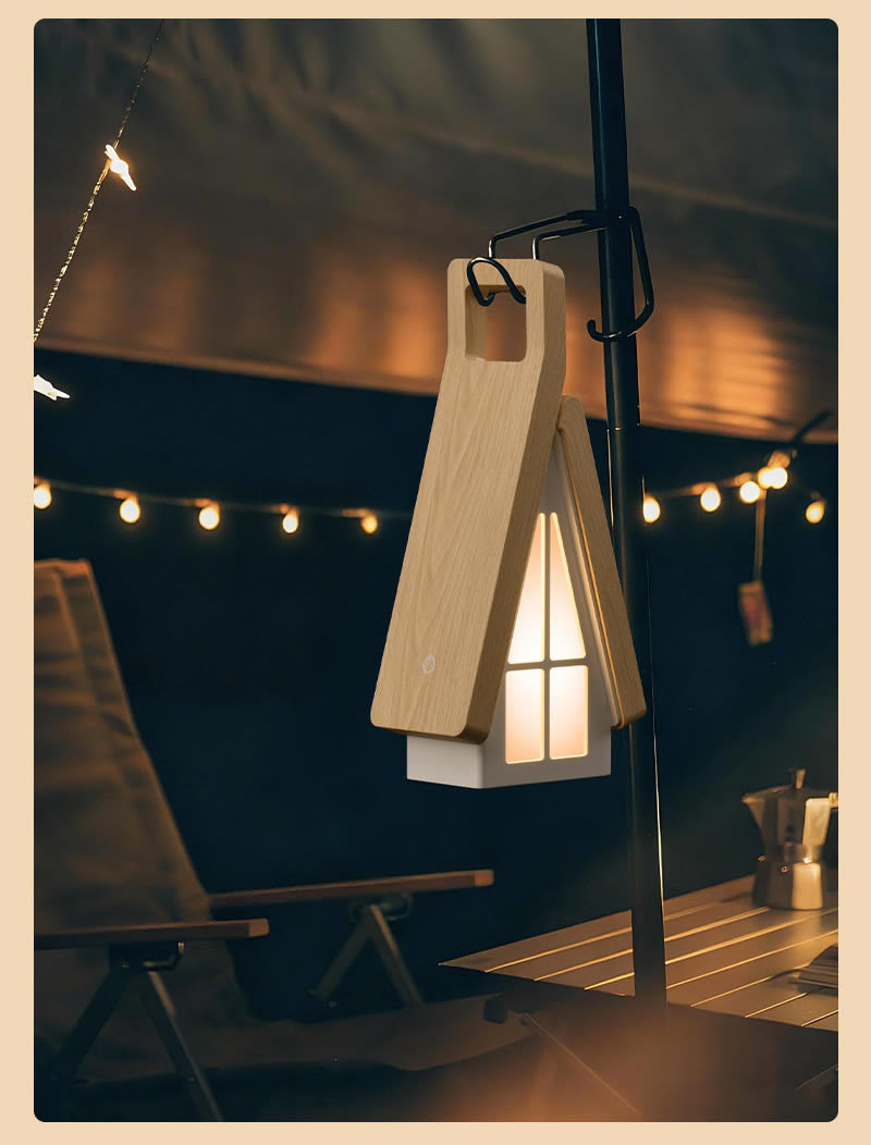 House Portable Night Light - Dimmable LED Bedside Lamp with Carrying Handle - Cordless USB Rechargeable Nursery Light