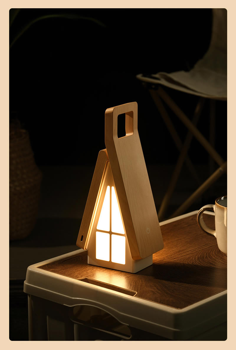 House Portable Night Light - Dimmable LED Bedside Lamp with Carrying Handle - Cordless USB Rechargeable Nursery Light