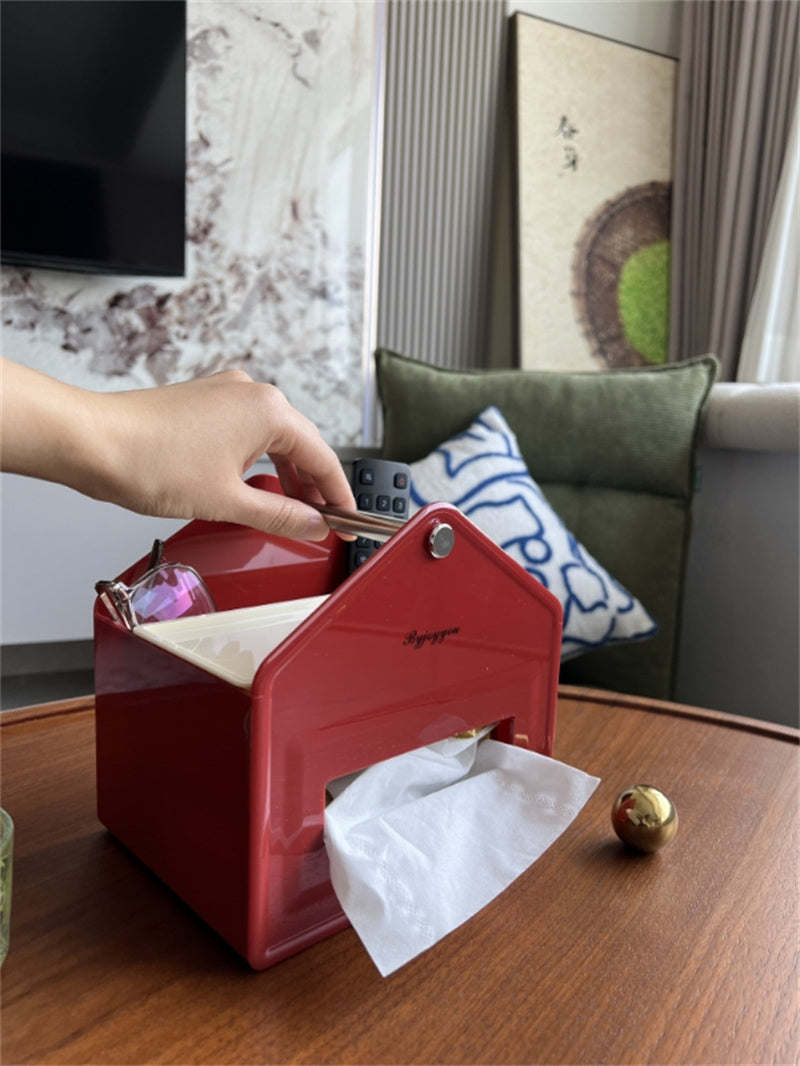 House-Shaped Tissue Box Holder with Storage box - Home Organizer