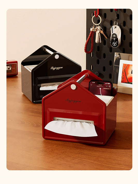 House-Shaped Tissue Box Holder with Storage box - Home Organizer