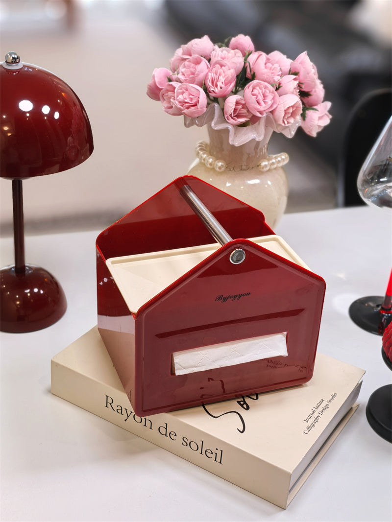 House-Shaped Tissue Box Holder with Storage box - Home Organizer