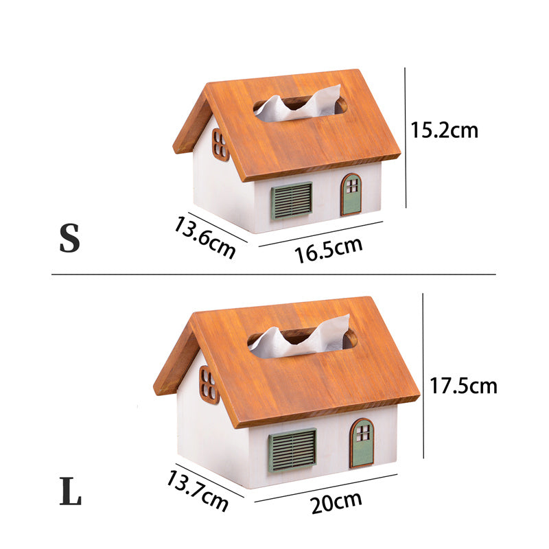 House - Shaped Wooden Tissue Box, Cute Home Decor Tissue Holder