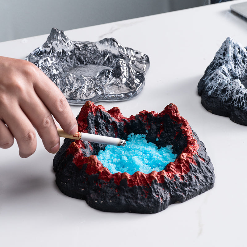 Industrial-Style Cement Ashtray, Volcano-Inspired Design