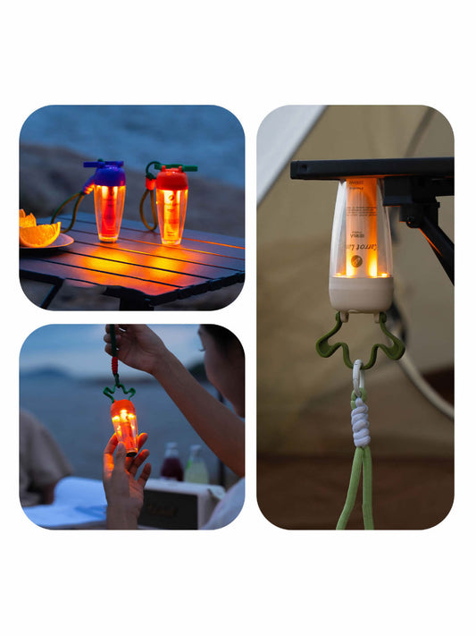 IPX4 Waterproof Carrot Rechargeable LED Camping Lantern Light with Magnetic Base for Outdoor Hiking Emergency Gift