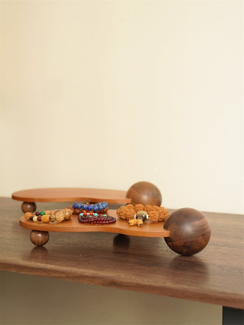 Irregular Cloud‑Shape Solid Wood Jewelry Display Tray, Office Wooden Organizer Stand, Decorative Tabletop Display Trinket Holder
