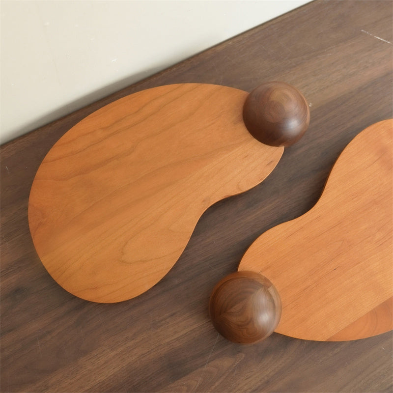 Irregular Cloud‑Shape Solid Wood Jewelry Display Tray, Office Wooden Organizer Stand, Decorative Tabletop Display Trinket Holder