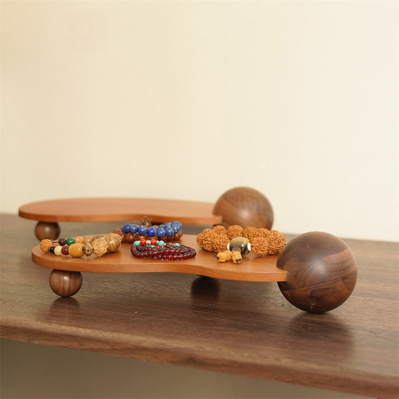 Irregular Cloud‑Shape Solid Wood Jewelry Display Tray, Office Wooden Organizer Stand, Decorative Tabletop Display Trinket Holder