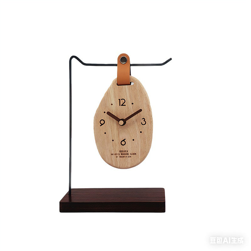 Irregular Raw Wooden Desktop Clock - Hanging Style Natural Minimalist Decor