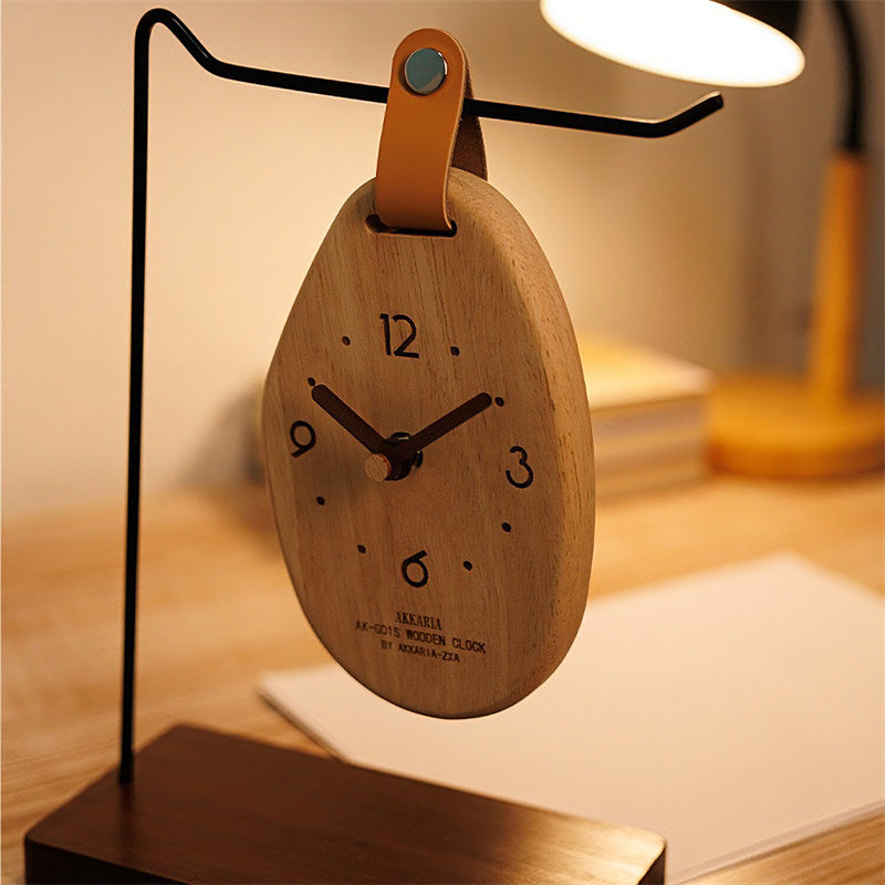 Irregular Raw Wooden Desktop Clock - Hanging Style Natural Minimalist Decor