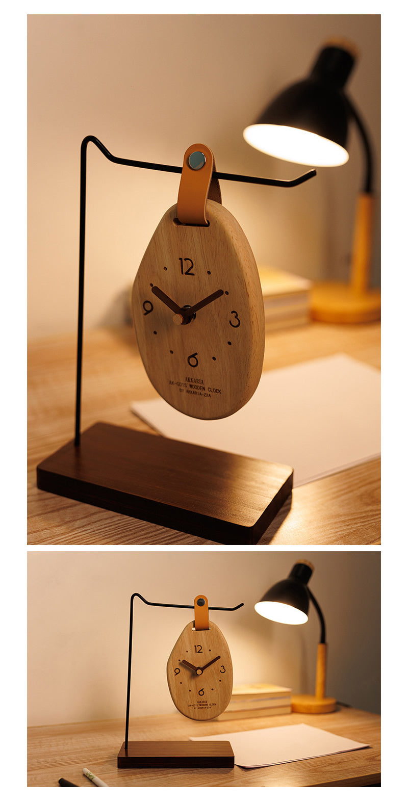 Irregular Raw Wooden Desktop Clock - Hanging Style Natural Minimalist Decor