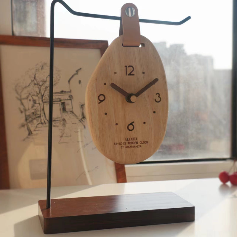 Irregular Raw Wooden Desktop Clock - Hanging Style Natural Minimalist Decor