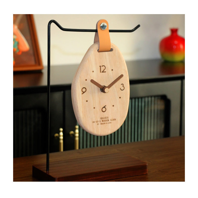 Irregular Raw Wooden Desktop Clock - Hanging Style Natural Minimalist Decor