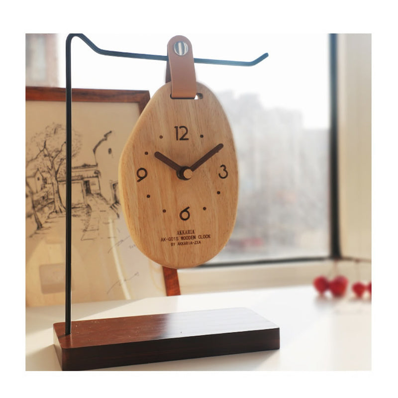 Irregular Raw Wooden Desktop Clock - Hanging Style Natural Minimalist Decor