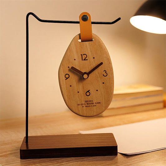 Irregular Raw Wooden Desktop Clock - Hanging Style Natural Minimalist Decor