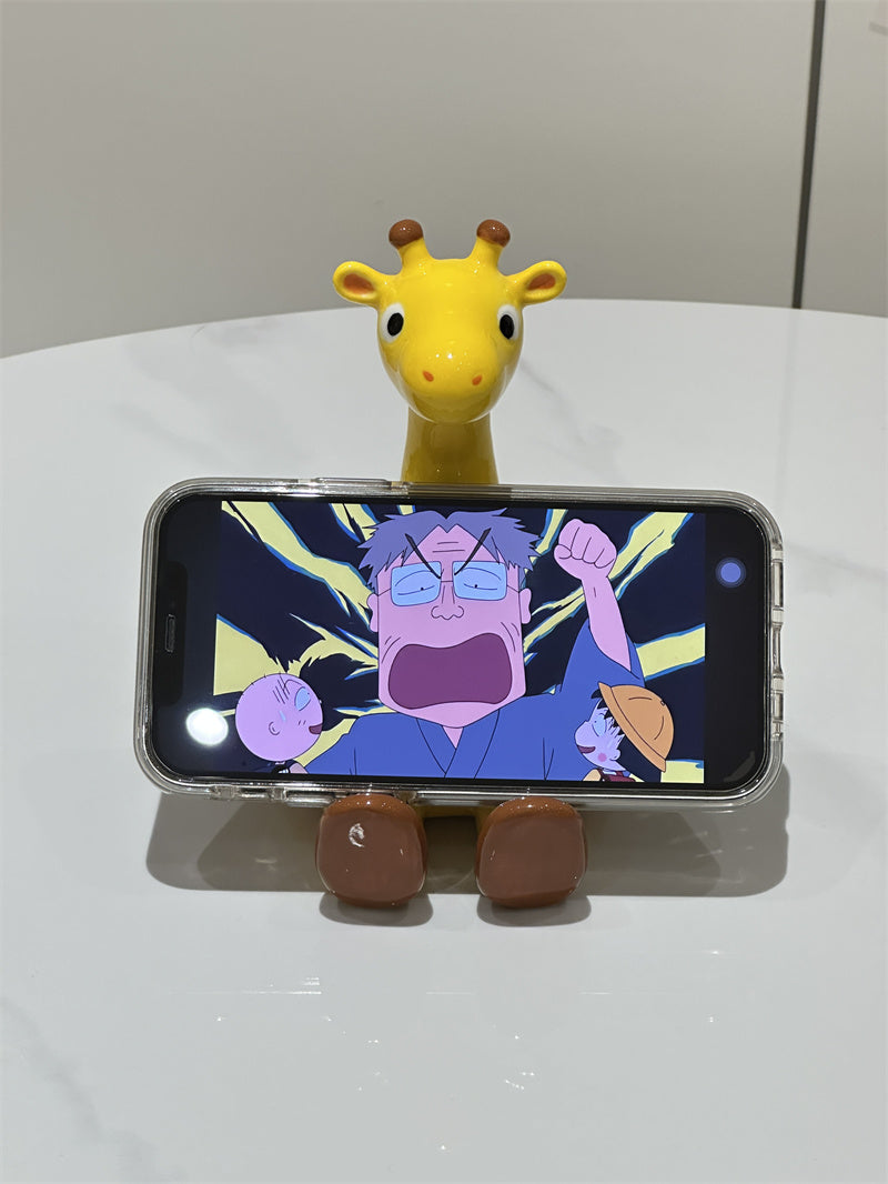 Kawaii Cartoon Glossy Ceramic Giraffe Phone Stand, Funny Animal Desktop Phone Holder