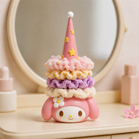 Kawaii Cartoon Scrunchie Organizer Stand, Cute Cone Tower Hair Accessory Display Rack, Vanity Table Decor, Sweet Gift for Girls Teens