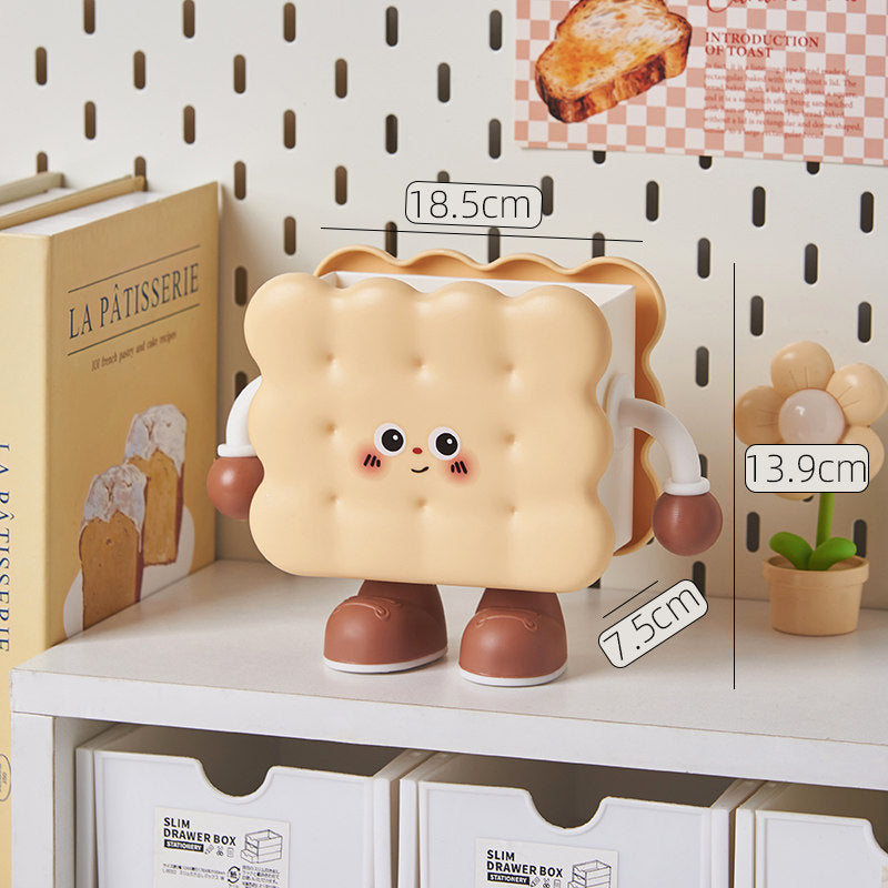 Kawaii "Foodie Friend" Desktop Stationery Organizer - Whimsical Bread, Biscuit & Chocolate Desk Decor for Students & Office