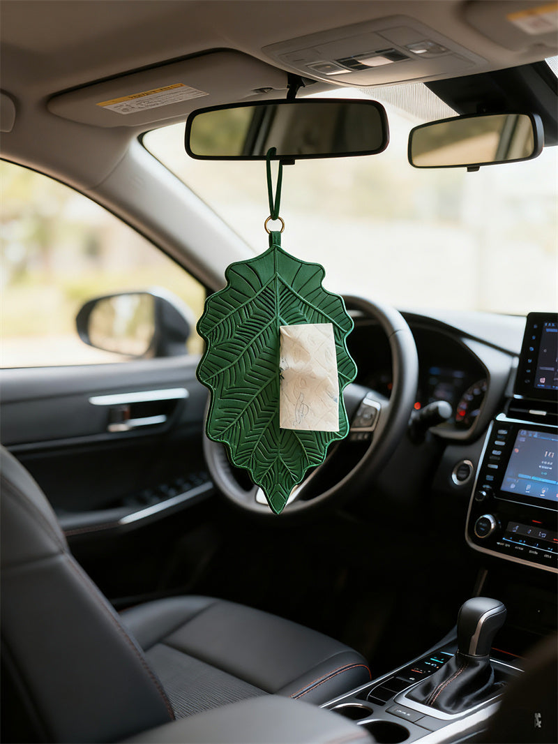 Leaf-Shaped Hanging Tissue Holder - Wall-Mounted Tissue Organizer for Room & Bathroom