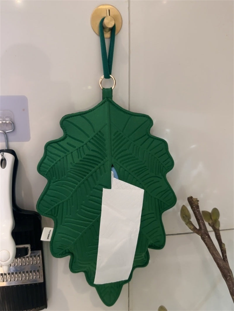 Leaf-Shaped Hanging Tissue Holder - Wall-Mounted Tissue Organizer for Room & Bathroom