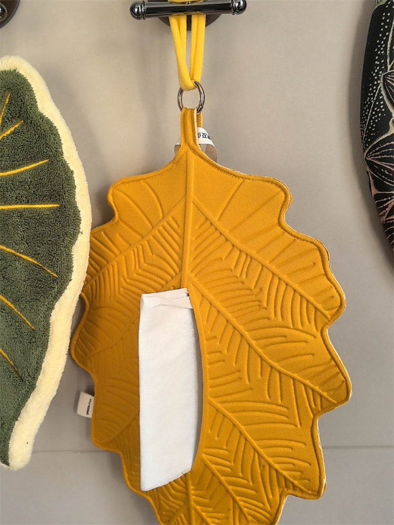 Leaf-Shaped Hanging Tissue Holder - Wall-Mounted Tissue Organizer for Room & Bathroom