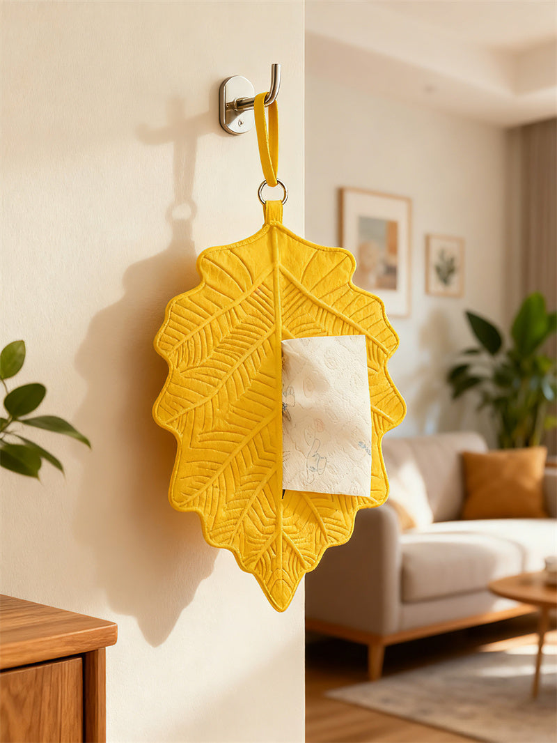 Leaf-Shaped Hanging Tissue Holder - Wall-Mounted Tissue Organizer for Room & Bathroom