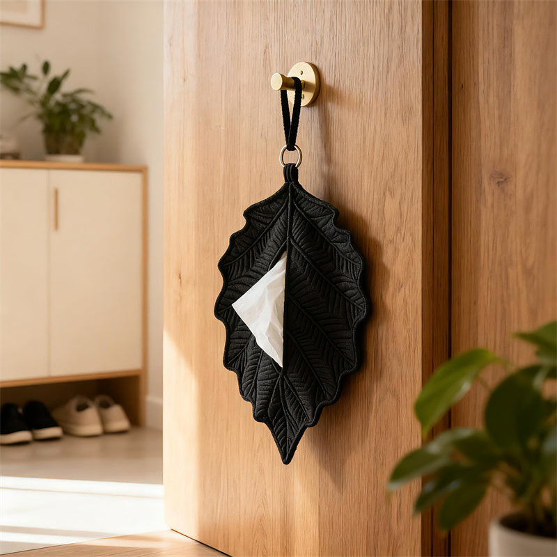 Leaf-Shaped Hanging Tissue Holder - Wall-Mounted Tissue Organizer for Room & Bathroom