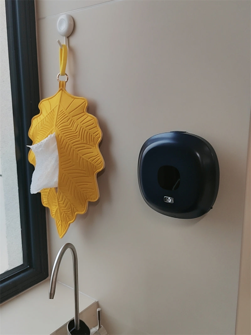 Leaf-Shaped Hanging Tissue Holder - Wall-Mounted Tissue Organizer for Room & Bathroom