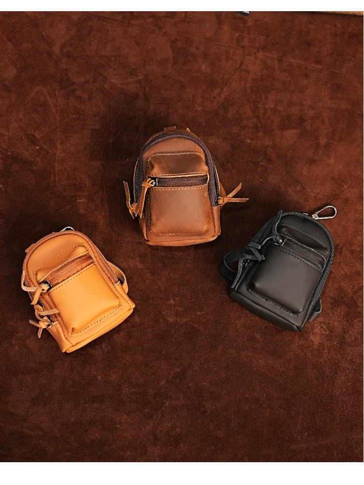 Mini Backpack Purse - Vintage Crazy Horse Leather Coin Wallet