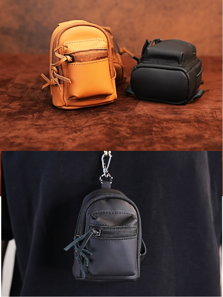 Mini Backpack Purse - Vintage Crazy Horse Leather Coin Wallet