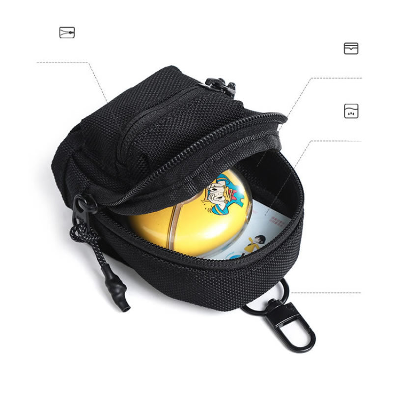 Mini Backpack Style Zipper Coin Purse, Small Oxford Fabric Keychain Pouch