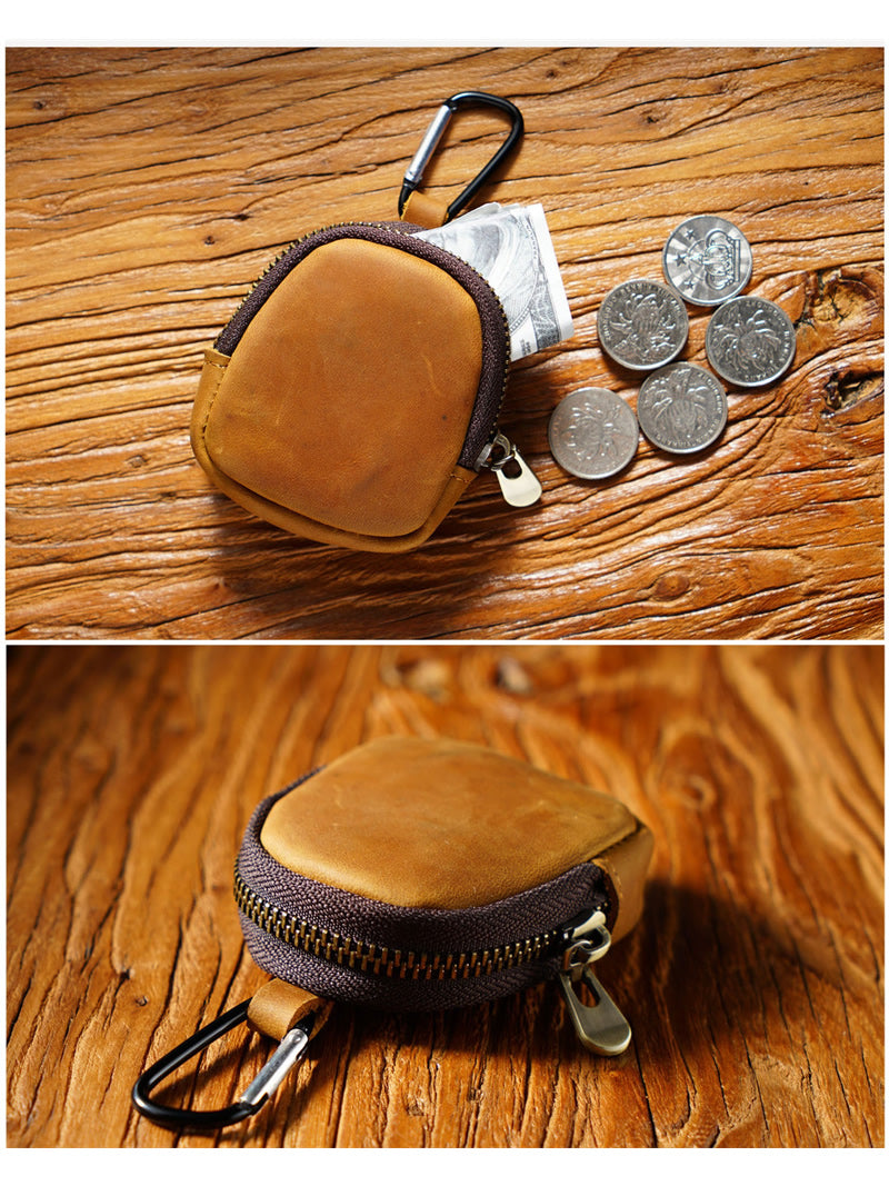 Mini Cowhide Backpack-Shaped Coin Purse - Keychain Bag & Earphone Pouch